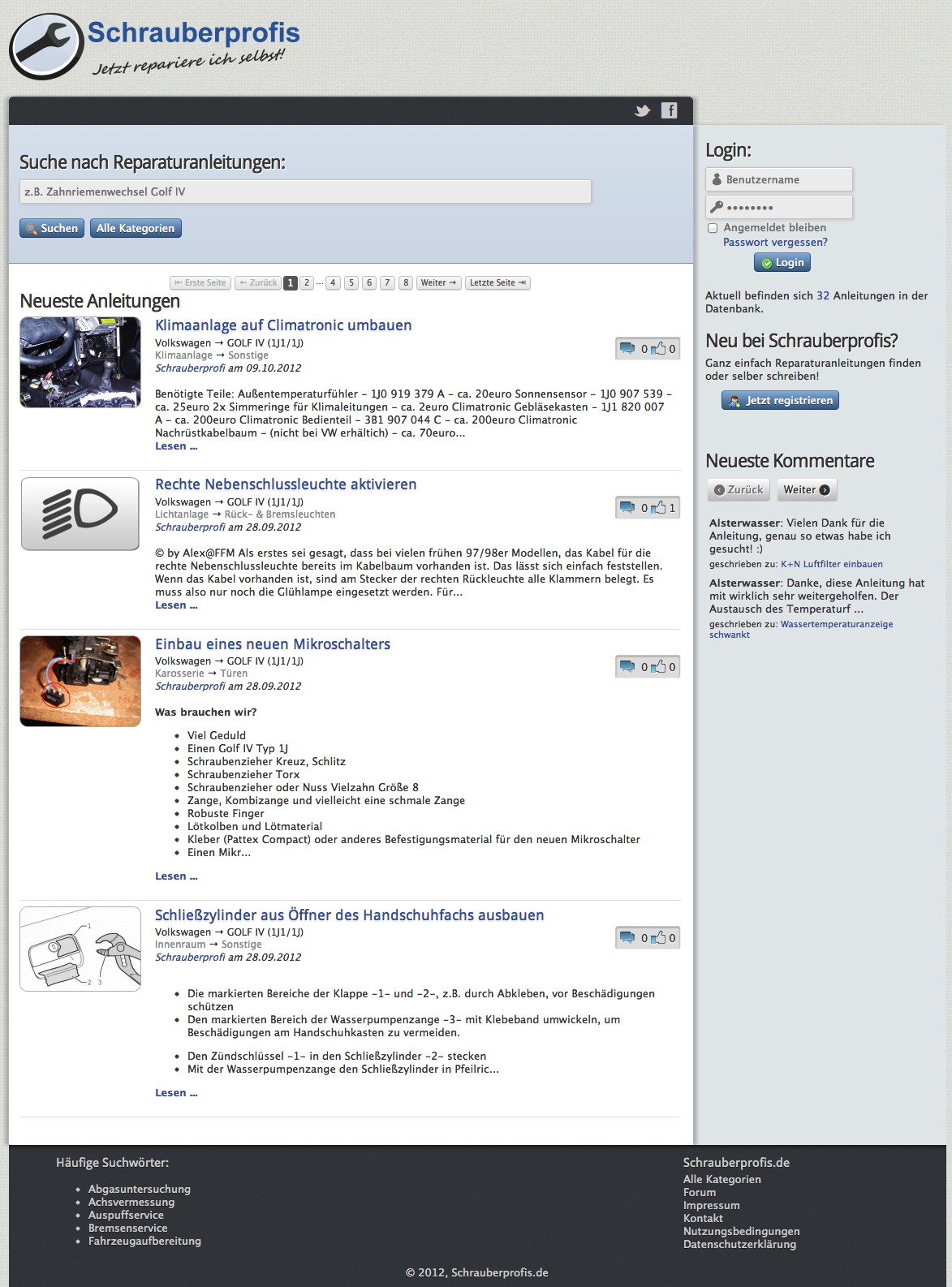 Screenshot der Website Schrauberprofis.de